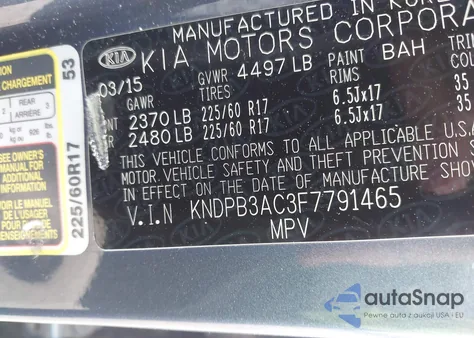 2015 Kia Sportage Lx from USA, damaged, VIN KNDPB3AC3F7791465
